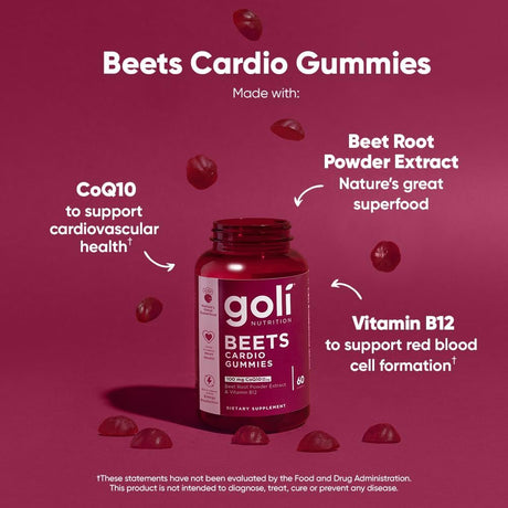 Goli Nutrition Beets Cardio Gummies, Heart Health Support, 60 Count, Unisex