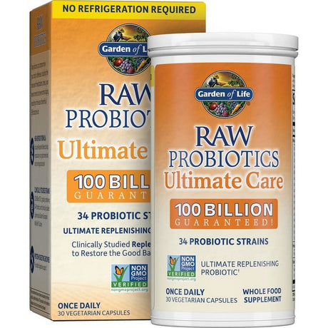 Garden of Life Raw Probiotics Ultimate Care 100 Billion Cfu 30 Veg Caps