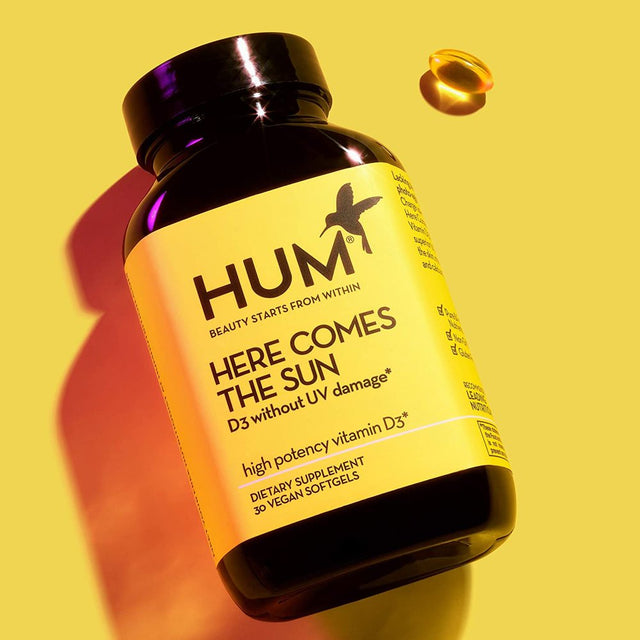 HUM Here Comes the Sun - Immune Support Supplement with Vitamin D to Support a Healthy Immune System & Calcium Absorption - Vegan Vitamin D3 to Support Radiant Skin, Mood + Bone Health 30 Softgels