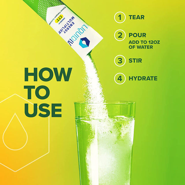 Liquid I.V. Hydration + Energy Multiplier - Lemon Ginger - Hydration Powder Packets | Electrolyte Drink Mix | Easy Open Single-Serving Stick | Non-Gmo | 14 Sticks