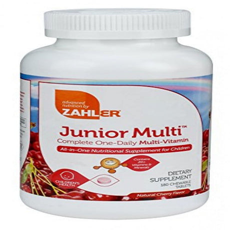 Zahler Junior Multi, Complete Once-Daily Multi-Vitamin, Natural Cherry, 180 Chewable Tablets