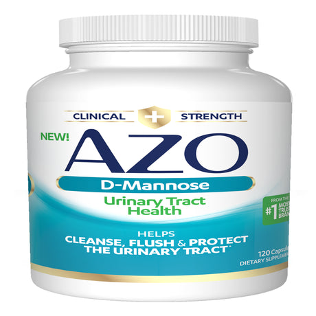 AZO D-Mannose Urinary Tract Health, Clinical Strength, #1 Pharmacist Recommended Brand, Non-Gmo, 120 Count