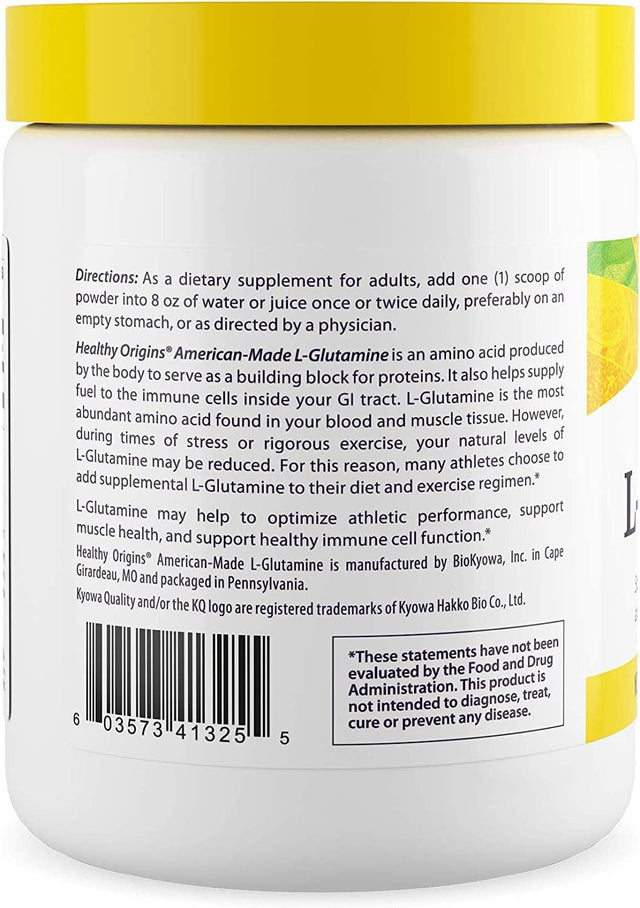 Healthy Origins L-Glutamine Powder, 300 G - Amino Acid & Muscle Strength Support - American-Made L-Glutamine Powder - Immune Support Supplement - Vegan, Non-Gmo & Gluten-Free Supplement - 10.6 Oz