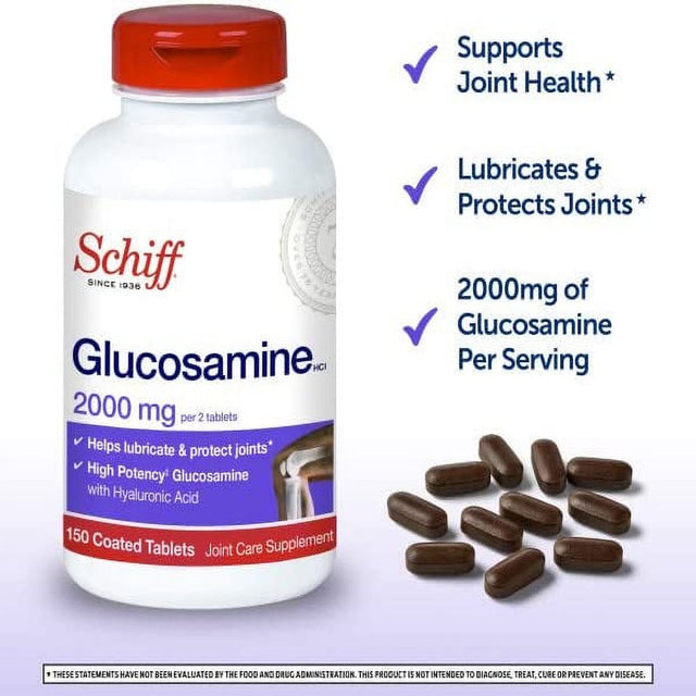 Schiff Glucosamine 2000Mg with Hyaluronic Acid, 150 Tablets - Joint Supplement (Pack of 2)