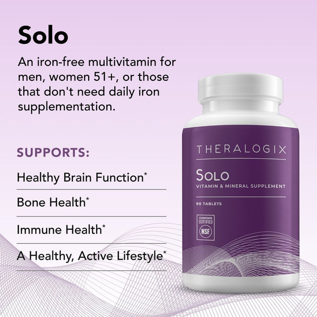 Solo Daily Multivitamin for Men without Iron | Immune, Exercise, & Antioxidant Support Supplement | 90-Day Supply - Made in the USA and NSF Certified