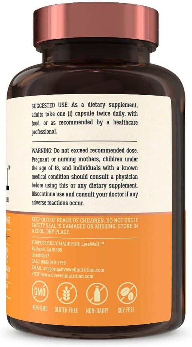 Live Conscious Curcuwell Curcumin Blend Joint Body & Cognitive Support, 1000Mg, 60Ct