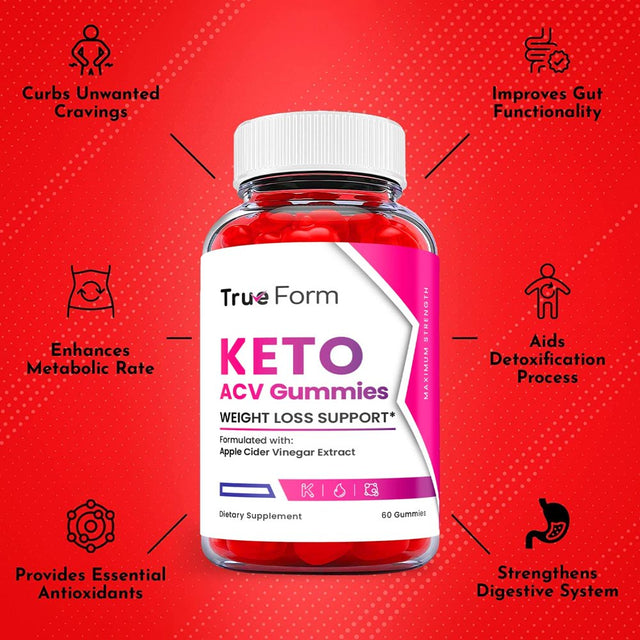 (3 Pack) True Form Keto ACV Gummies - Energy & Focus Boosting Dietary Supplements for Weight Management & Metabolism - Fat Burn - 180 Gummies