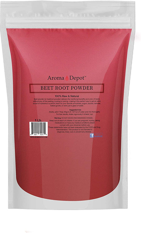 Beet Root Powder 1 Lb. by Aroma Depot Raw & Non-Gmo I Vegan & Gluten Free I Nitric Oxide Booster I Boost Stamina and Increases Energy I Immune System Booster I 100% Natural