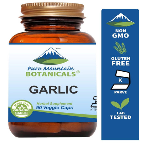 Garlic Pills - 90 Kosher Vegan Capsules with 500Mg Organic Garlic Allium Sativum Supplement