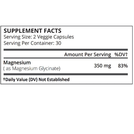 Pure Science Magnesium Glycinate 350 Mg Supplement – 60 Vegetarian Capsules