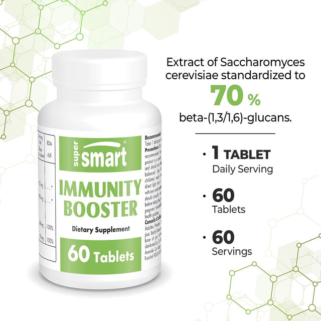 Supersmart - Immunity Booster - Immune Support Supplement - with Vitamin C, Echinacea & Beta Glucans | Non-Gmo & Gluten Free - 60 Tablets