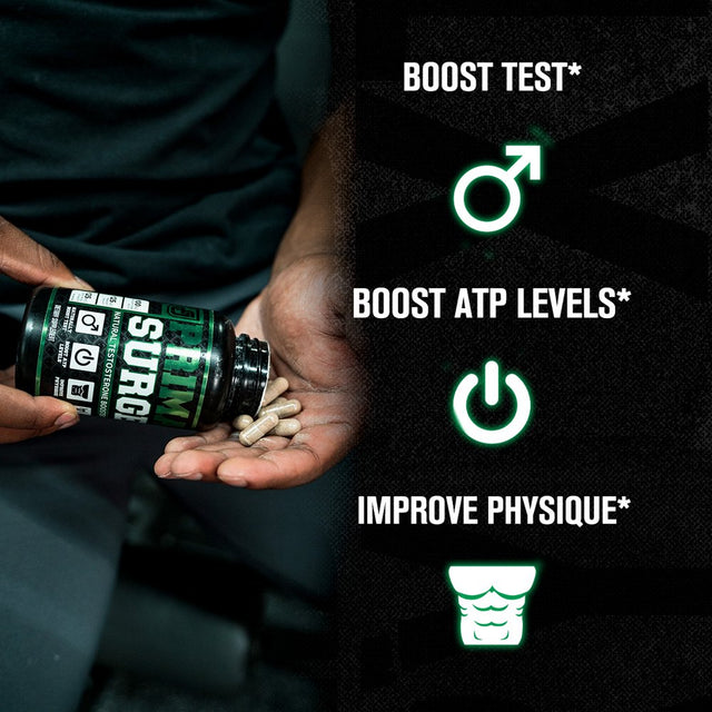 Primasurge Testosterone Booster for Men - Boost Lean Muscle Growth, Strength, Energy & Fat Loss | Natural Test Booster Supplement W/ Premium Primavie, Ashwagandha & More - 60 Veggie Pills