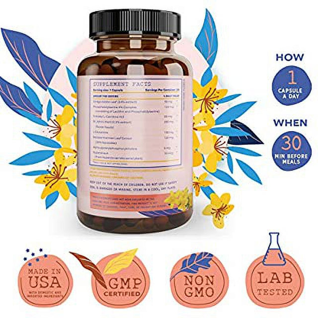 Brain Booster Supplement - Fast Absorption Nootropics for Focus, Memory, Clarity, Energy, Stress and Anxiety Relief with Gingko Biloba, Bacopa Monnieri, St. Johns Wort - 30 Nootropic Pills for Adults