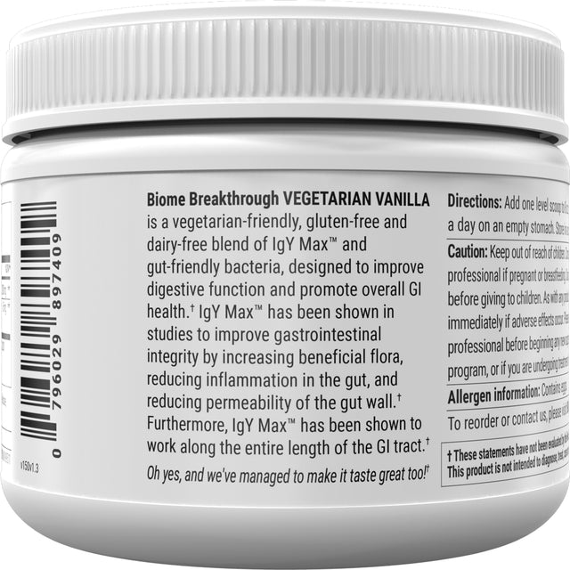 Biome Breakthrough by Bioptimizers: Leaky Gut Repair Powder, Vanilla, 150G