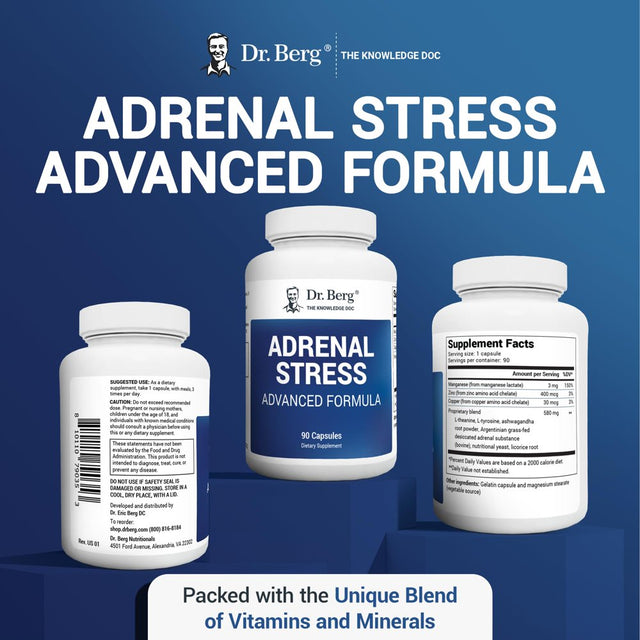 Dr. Berg Adrenal Stress Advanced Formula with Ashwagandha Extract, 90 Capsules