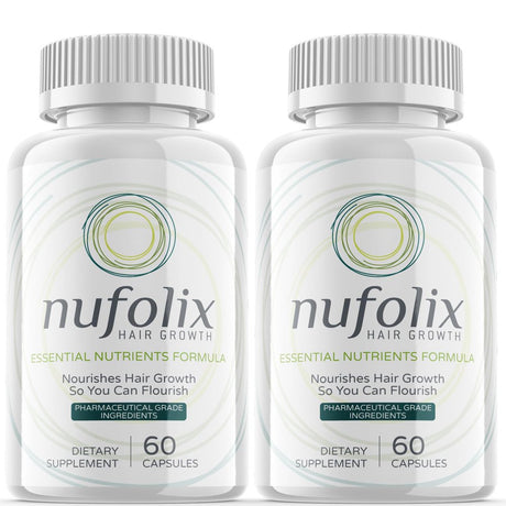 (2 Pack) Nufolix - Dietary Supplement for Hair Support - Revive and Nourish Hair Growth Advanced Formula - Boost Shine & Thickness - 120 Capsules