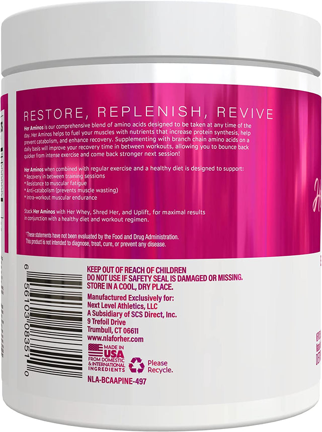 NLA for Her - Her Aminos - (Rainbow Candy- 30 Servings) - Comprehensive BCAA Amino Acid Blend - Supports Endurance, Helps Build Lean Muscle, Improve Hydration & Enhance Recovery, Vegan, GF, 10 Cals