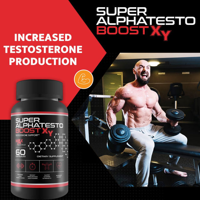 Super Alphatesto Boost X Y - Natural Testosterone Support - Herbal Blend Testosterone Booster to Improve Muscle Growth - Feel Youth, Power, Energy, and Drive - 60 Capsules