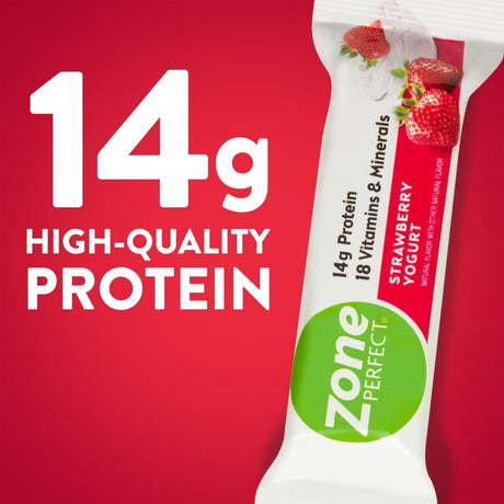 Zoneperfect Protein Bars | 14G Protein | 18 Vitamins & Minerals | Nutritious Snack Bar | Strawberry Yogurt | 20 Bars