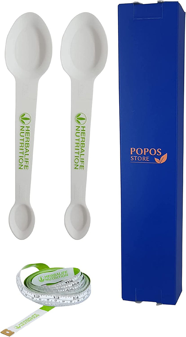 Herbalife Measuring Spoons, Four Sided, Useful for Protein Powders (2 Pack) and 60 Inches/152.5Cm Soft Tape Measure