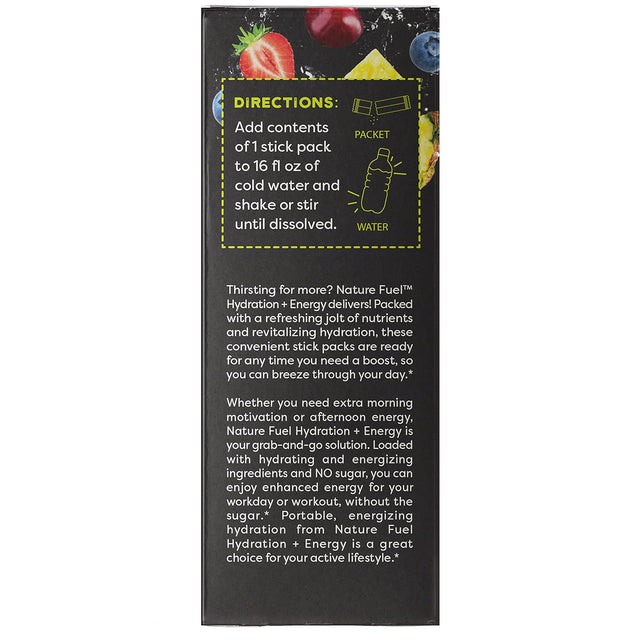 Nature Fuel Hydration + Energy - with Vitamins A, C, D3, & Zinc to Support Immunity - Fruit Punch Flavor - 18 Stick Packs - Pantry Friendly