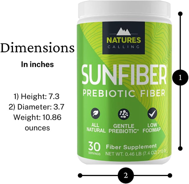 NATURE'S CALLING All-Natural Fiber Supplement | Gentle | Non-Gmo | Low-Fodmap | Sunfiber | Prebiotic, 30 Servings (7.4 Oz)