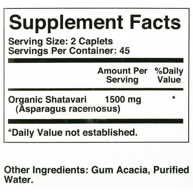 Brieofood Organic Shatavari 1500Mg, 45 Servings, Vegetarian, Gluten Free, 90 Vegetarian Tablets