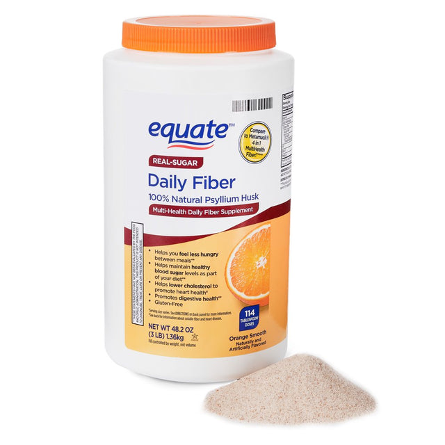 Equate Multi-Health Daily Fiber Supplement, Orange Flavored Powder, Value Size (48.2 Oz)