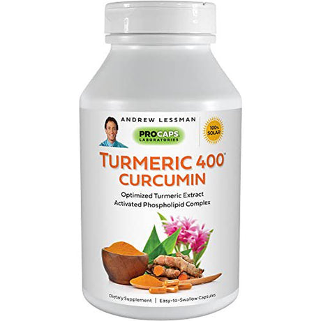 ANDREW LESSMAN Turmeric 400 - 30 Capsules Â€“ 95% Curcuminoids as Phospholipid Complex for Optimum Benefits and Greater Absorption, High Potency Standardized Extract, Small Easy to Swallow Capsul