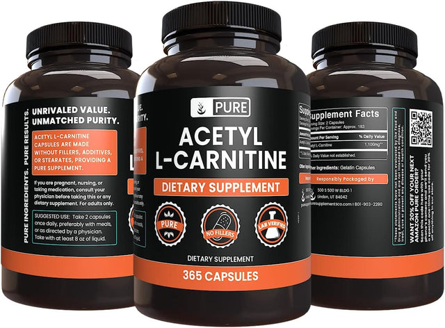 Pure Original Ingredients Acetyl L-Carnitine (365 Capsules) No Magnesium or Rice Fillers, Always Pure, Lab Verified