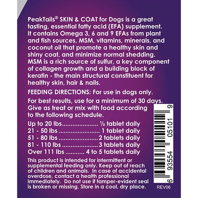 Peaktails Skin and Coat 150 Chewable Tablets