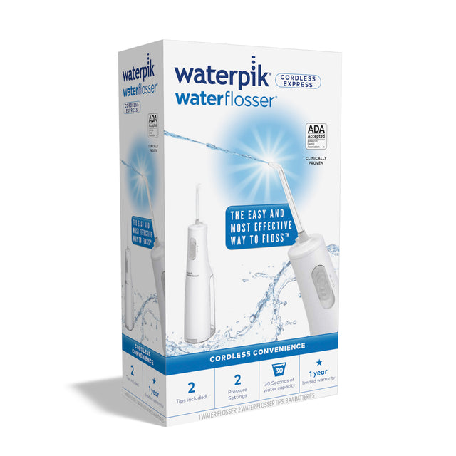 Waterpik Cordless Express Portable Water Flosser Oral Irrigator, WF-02 White