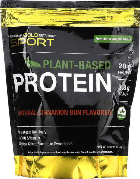 California Gold Nutrition Plant-Based Protein, Cinnamon Bun, 2 Lb Pouch