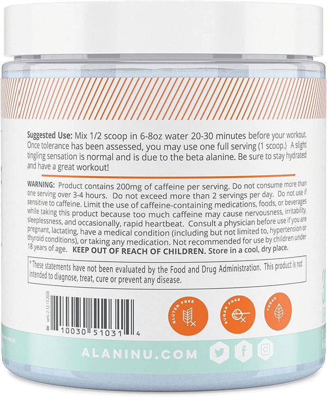 Alani Nu Pre Workout Powder | Amino Energy Boost | Endurance Supplement | Sugar Free | 200Mg Caffeine | L-Theanine, Beta-Alanine, Citrulline | 30 Servings (Breezeberry)