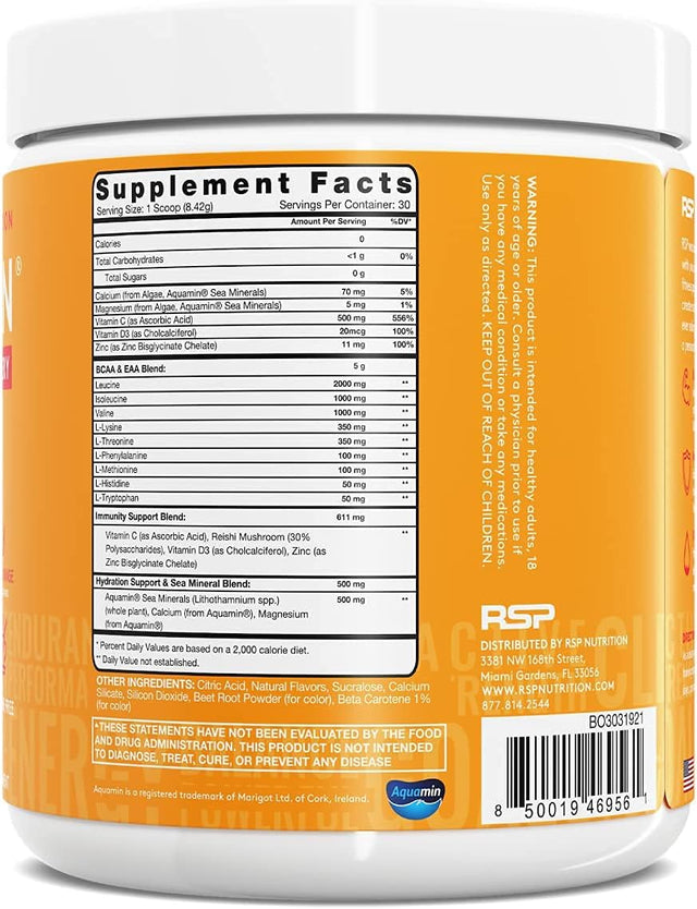 RSP NUTRITION Aminolean Pre Workout Energy (Fruit Punch 30 Servings) with Aminolean Recovery Post Workout Boost (Blood Orange 30 Servings)