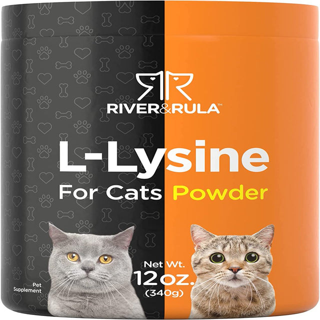 L-Lysine Powder for Cats 500Mg | 12Oz | Cat Health Supplement | Non-Gmo, Vegetarian Formula | by River & Rula