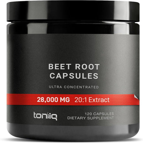 28,000Mg 20X Concentrated Extract Beet Root Capsules - Natural Nitric Oxide Booster - Highly Concentrated and Bioavailable - Third-Party Tested Beets Supplements - 120 Veggie Capsules -60 Servings TQ 120 Count (Pack of 1)