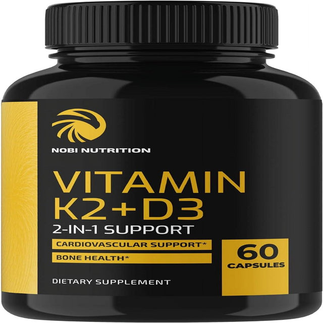 Nobi Nutrition Vitamin D3 K2 with Bioperine | Support Immunity, Bones, Heart & Teeth, D3K2 Capsules 60 Ct