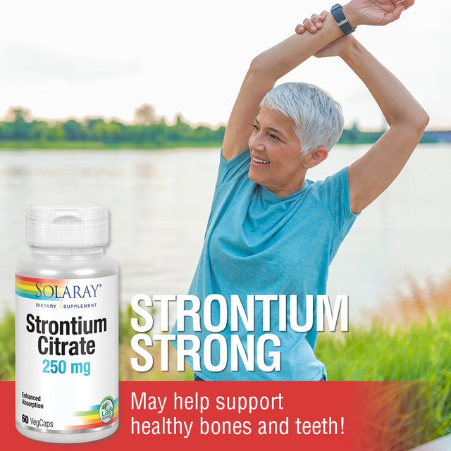 Solaray Strontium Citrate 250 Mg | Healthy Bones & Teeth Support | Gentle Digestion, Enhanced Absorption | 60 Vegcaps