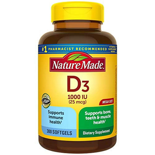 Nature Made Vitamin D3 1000 IU (25 Mcg) Softgels, 300 Count for Bone Health? (Packaging May Vary)