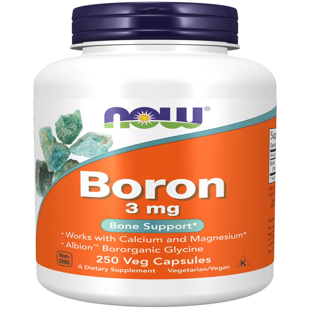 NOW Supplements, Boron 3 Mg (Bororganic Glycine), Structural Support*, 250 Veg Capsules