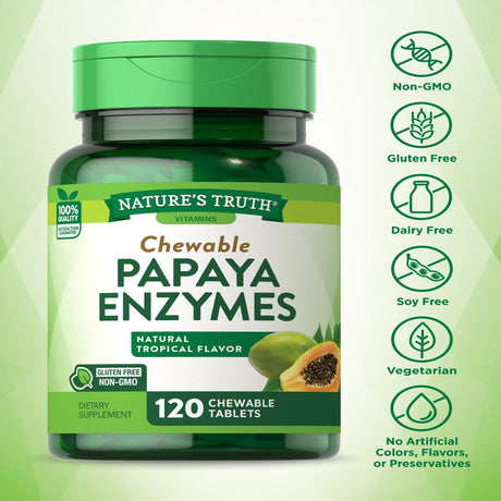 Papaya Enzyme Chewables | 120 Tablets | Digestive Aid | Vegetarian, Non-Gmo & Gluten Free Supplement | by Nature'S Truth