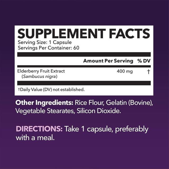 Havasu Elderberry Capsules with Zinc & Vitamin C | Black Elderberry Antioxidants & Immune Supplement, 60Ct