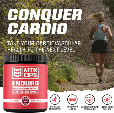 MTN OPS Enduro Nitric Oxide Supplement & Stim-Free Pre Workout - 30 Servings - with Magnesium Citrate, Beet Root Powder, Niacinamide, L Arginine & L Citrulline - Kiwi Strawberry Flavor