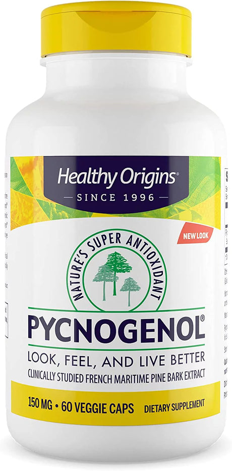 Healthy Origins Pycnogenol 150 Mg (Nature'S Super Antioxidant, Non-Gmo, Gluten Free, Cardiovascular Support), 60 Veggie Caps