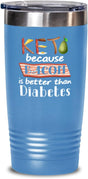 Ketogenic Diet Tumbler - Funny Keto - Low Carb - Ketogenic - Because Bacon Is Better than Diabetes - Keto - 20Oz Light Blue