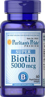 2 Pack Puritans Pride Biotin 5,000 Mcg 60 Softgels Skin Hair Nails