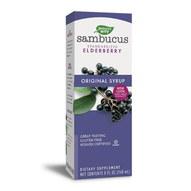 Nature'S Way Original Sambucus Elderberry Syrup, Herbal Supplements, Gluten Free, Vegetarian, 8 Ounce (Packaging May Vary)