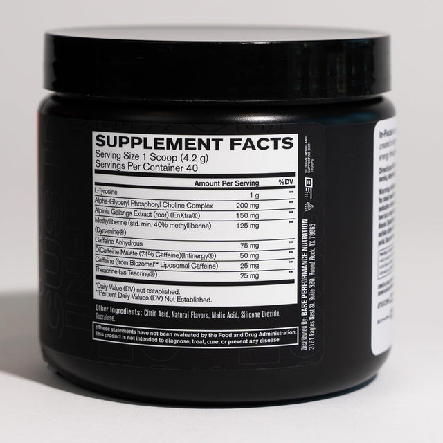 BARE PERFORMANCE NUTRITION, BPN In-Focus Brain Support Supplement, Improve Focus Mood Energy, Alpha GPC, Raspberry Lemonade