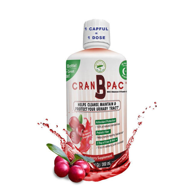 Cran-B-Pac - Urinary Tract Health Cranberry Concentrate Liquid W/Low Sugar & Vitamins, Maintenance against Utis, All Natural & Non GMO, High Concentration Juice Supplement, 36 Mg, 30 Ounce